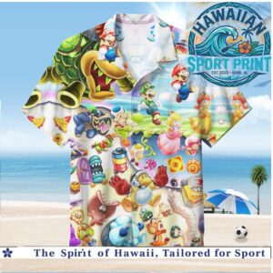 Super Mario Gaming Characters Retro Adventure Tropical Hawaiian Shirt