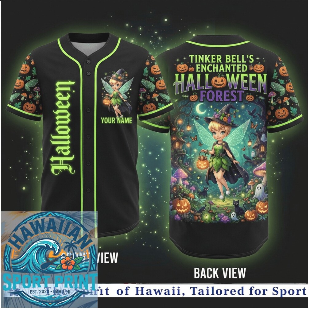 Tinker Bell Enchanted Forest Halloween Magic Disney Baseball Jersey Tinker Bell Enchanted Forest Halloween Magic Disney Baseball Jersey
