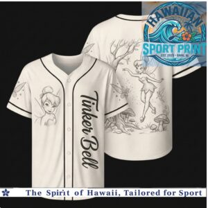 Tinker Bell Fairy Forest Sketch Vintage Baseball Jersey