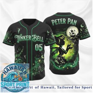Tinker Bell Peter Pan Neverland Fairy Magic Print Baseball Jersey