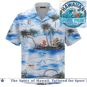 Tropical Island Ocean Beach Sunset Palm Tree Aloha Hawaiian Shirt