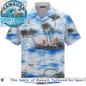 Tropical Island Ocean Beach Sunset Palm Tree Aloha Hawaiian Shirt