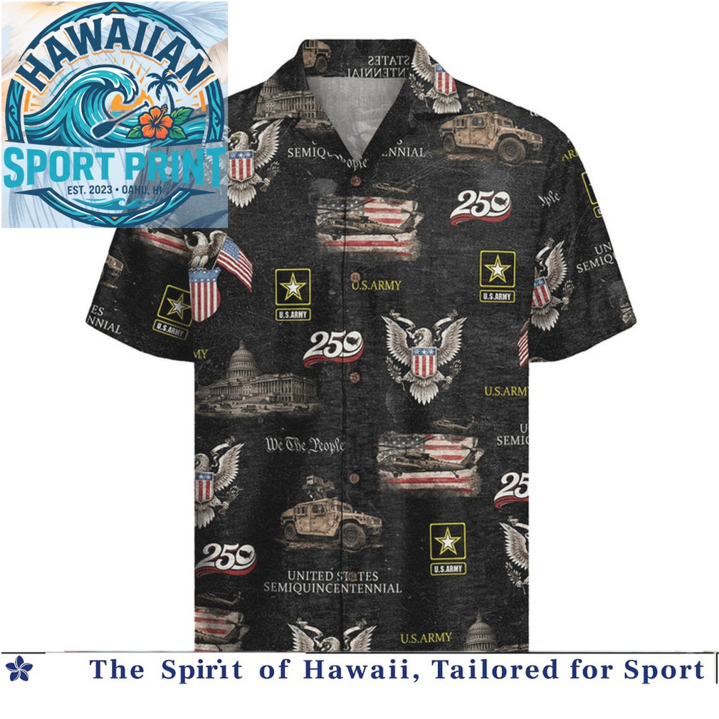 US Army 250th Semicentennial Military American Eagle Patriotic Hawaiian Shirt US Army 250th Semicentennial Military American Eagle Patriotic Hawaiian Shirt