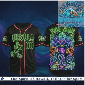 Ursula Little Mermaid Sea Witch Neon Halloween Baseball Jersey