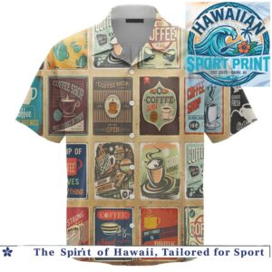 Vintage Coffee Shop Retro Coffee Beans Café Drink Lover Hawaiian Shirt