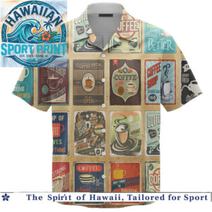 Vintage Coffee Shop Retro Coffee Beans Café Drink Lover Hawaiian Shirt