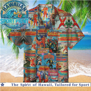 Vintage Comic Superhero Shazam Retro Action Hawaiian Shirt