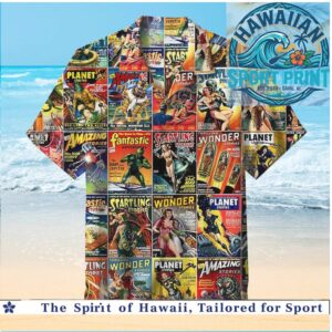 Vintage Sci Fi Pulp Comic Books Cover Art Hawaiian Shirt